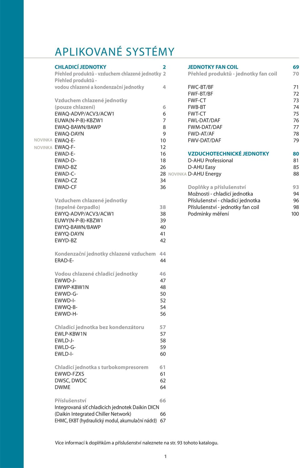 (tepelné čerpadlo) 38 EWYQ-ADVP/ACV3/ACW1 38 EUWY(N-P-B)-KBZW1 39 EWYQ-BAWN/BAWP 40 EWYQ-DAYN 41 EWYD-BZ 42 Kondenzační jednotky chlazené vzduchem 44 ERAD-E- 44 Vodou chlazené chladicí jednotky 46