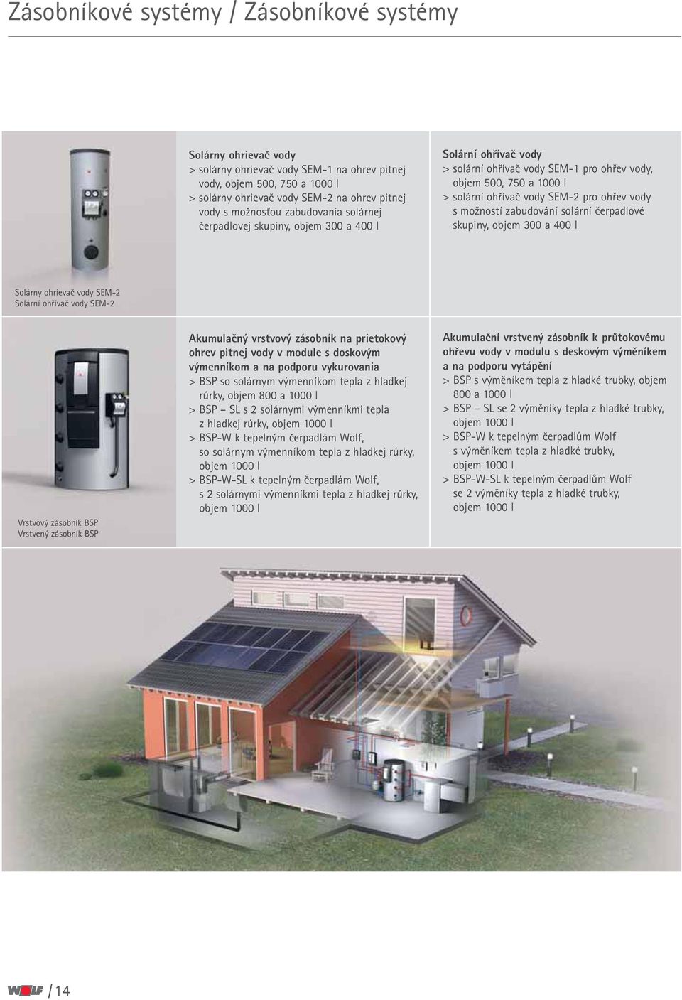 vody s možností zabudování solární čerpadlové skupiny, objem 300 a 400 l Solárny ohrievač vody SEM-2 Solární ohřívač vody SEM-2 Vrstvový zásobník BSP Vrstvený zásobník BSP Akumulačný vrstvový