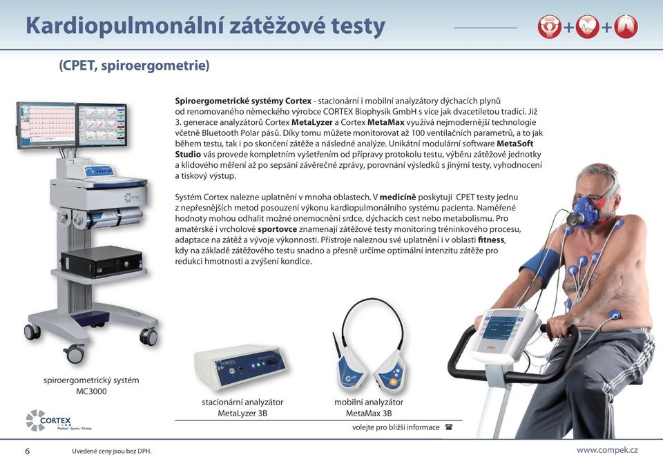 Díky tomu můžete monitorovat až 100 ventilačních parametrů, a to jak během testu, tak i po skončení zátěže a následné analýze.