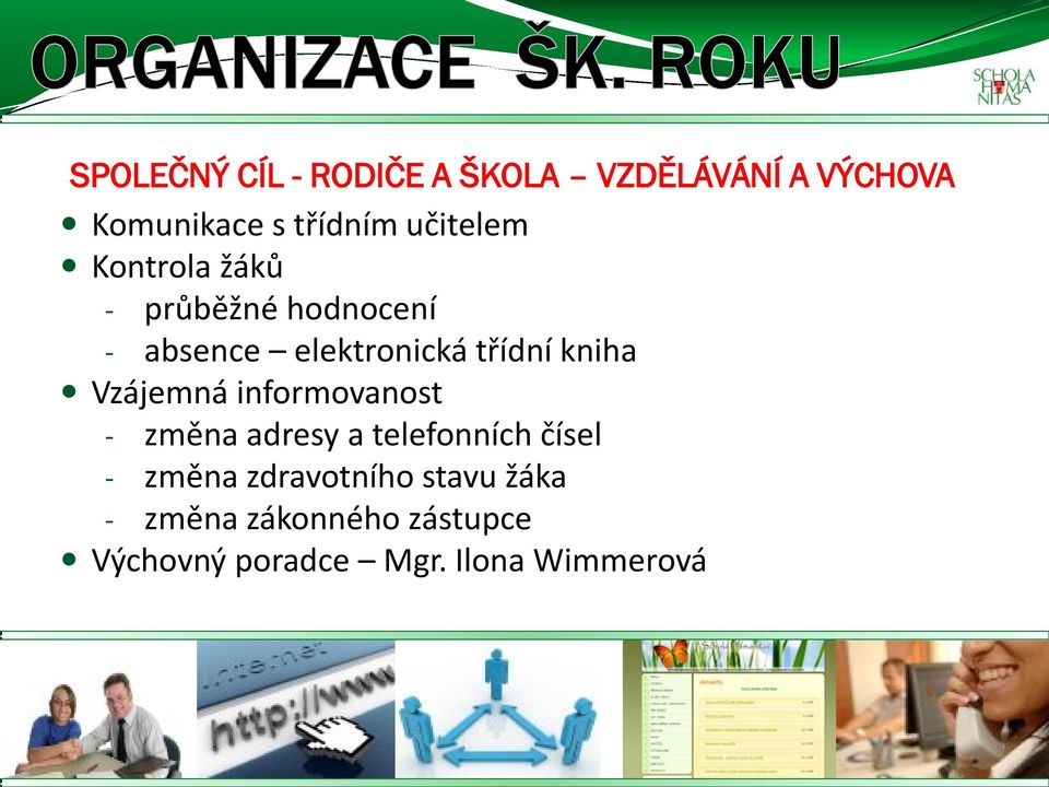 kniha Vzájemná informovanost - změna adresy a telefonních čísel - změna