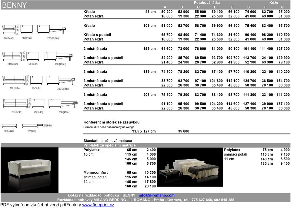 extra 16 600 19 300 22 300 25 500 32 500 41 000 49 000 61 300 1 932 2 029 2 136 2 251 2 502 2 807 3 095 3 536 2-místné sofa 159 cm 69 600 73 000 76 900 81 000 90 100 101 100 111 400 127 300 2 283 2