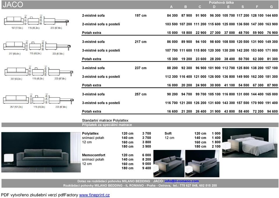 739 3 014 3 348 3 664 4 146 3-místné sofa 217 cm 86 000 89 900 94 100 98 600 108 500 120 500 131 900 149 300 2 993 3 099 3 216 3 342 3 617 3 951 4 267 4 749 3-místné sofa s postelí 107 700 111 600