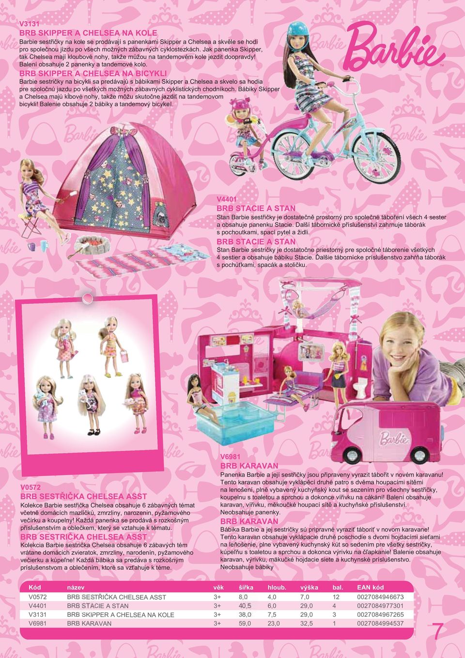 BRB SKIPPER A CHELSEA NA BICYKLI Barbie sestričky na bicykli sa predávajú s bábikami Skipper a Chelsea a skvelo sa hodia pre spoločnú jazdu po všetkých možných zábavných cyklistických chodníkoch.