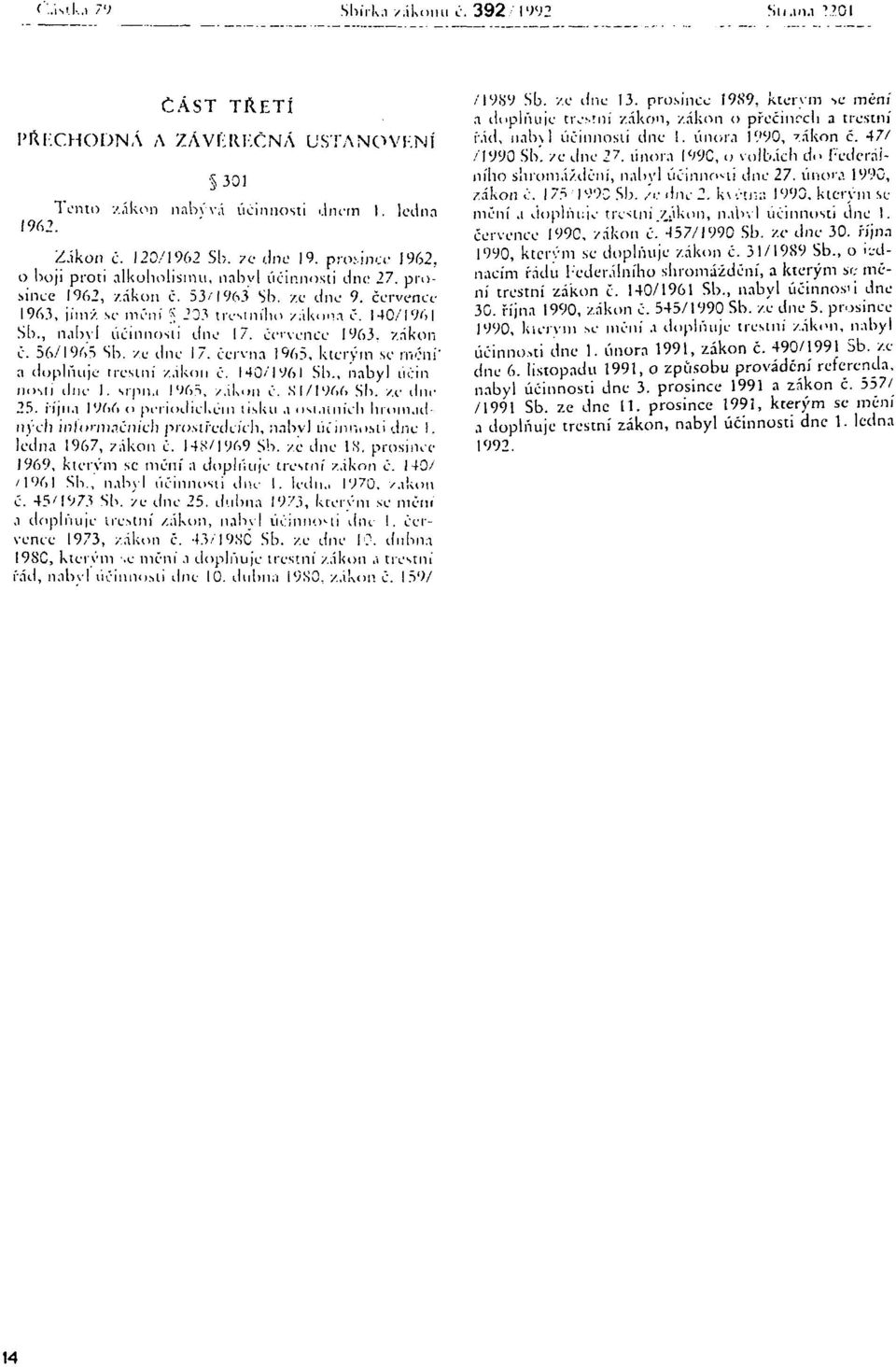 července 1963. zákon č. 5671965 Sb. ZĽ ilne 17. června 1965, kterým se móni' a doplňuje trestní /..ikon č. 140/1961 Sb., nabyl ličin nosu dne 1. srpn.i 1965, zákon č. S 1/1966 Sb. Zľ ilm- 25. rí ii.