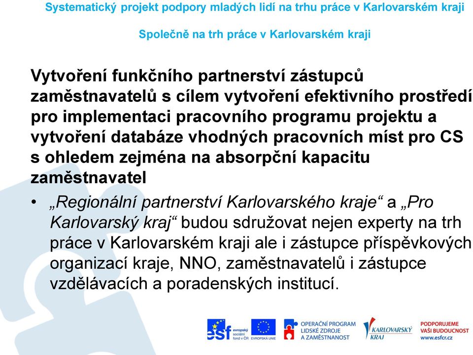 zaměstnavatel Regionální partnerství Karlovarského kraje a Pro Karlovarský kraj budou sdružovat nejen experty na trh práce