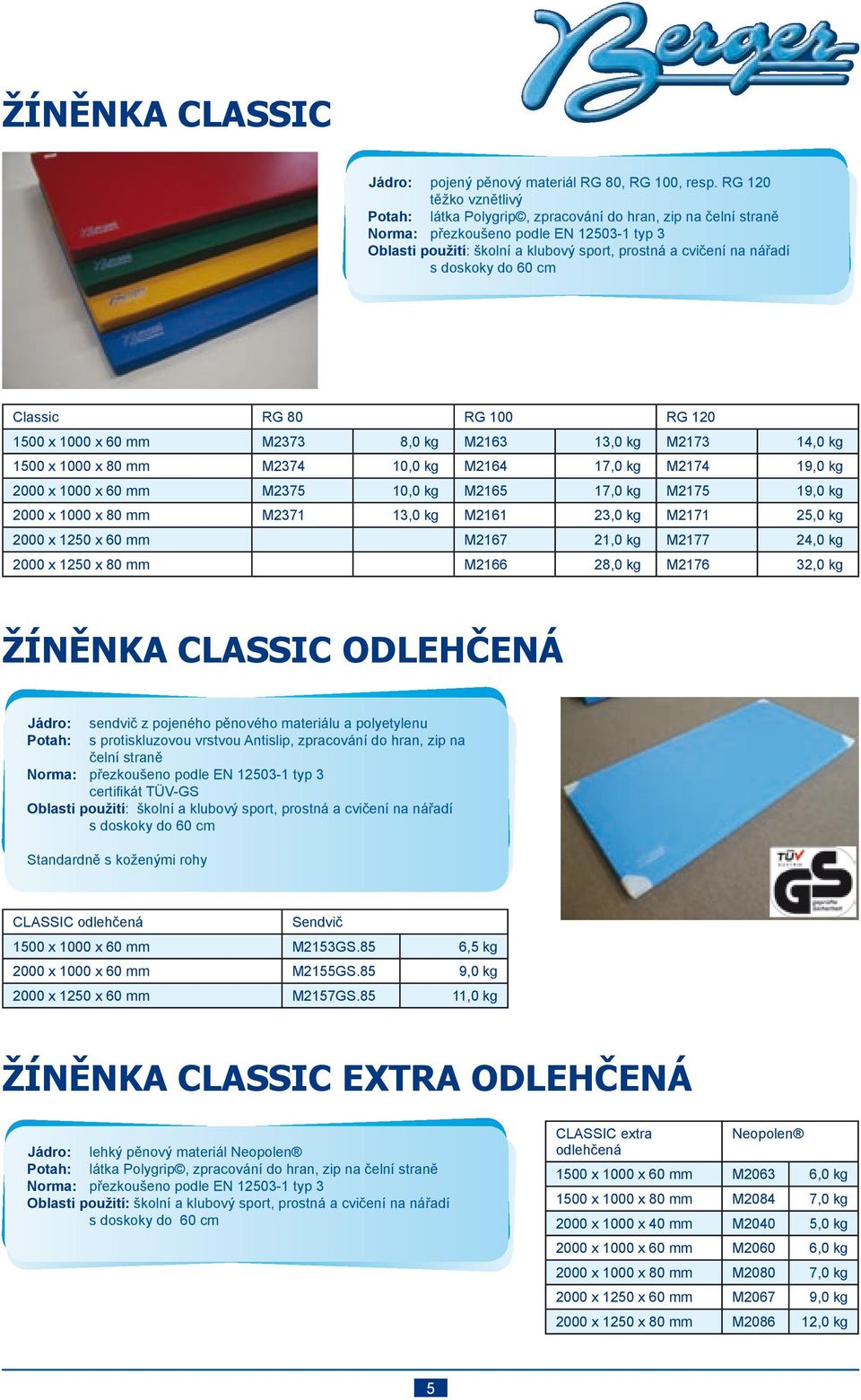 do 60 cm Classic RG 80 RG 100 RG 120 1500 x 1000 x 60 mm M2373 8,0 kg M2163 13,0 kg M2173 14,0 kg 1500 x 1000 x 80 mm M2374 10,0 kg M2164 17,0 kg M2174 19,0 kg 2000 x 1000 x 60 mm M2375 10,0 kg M2165