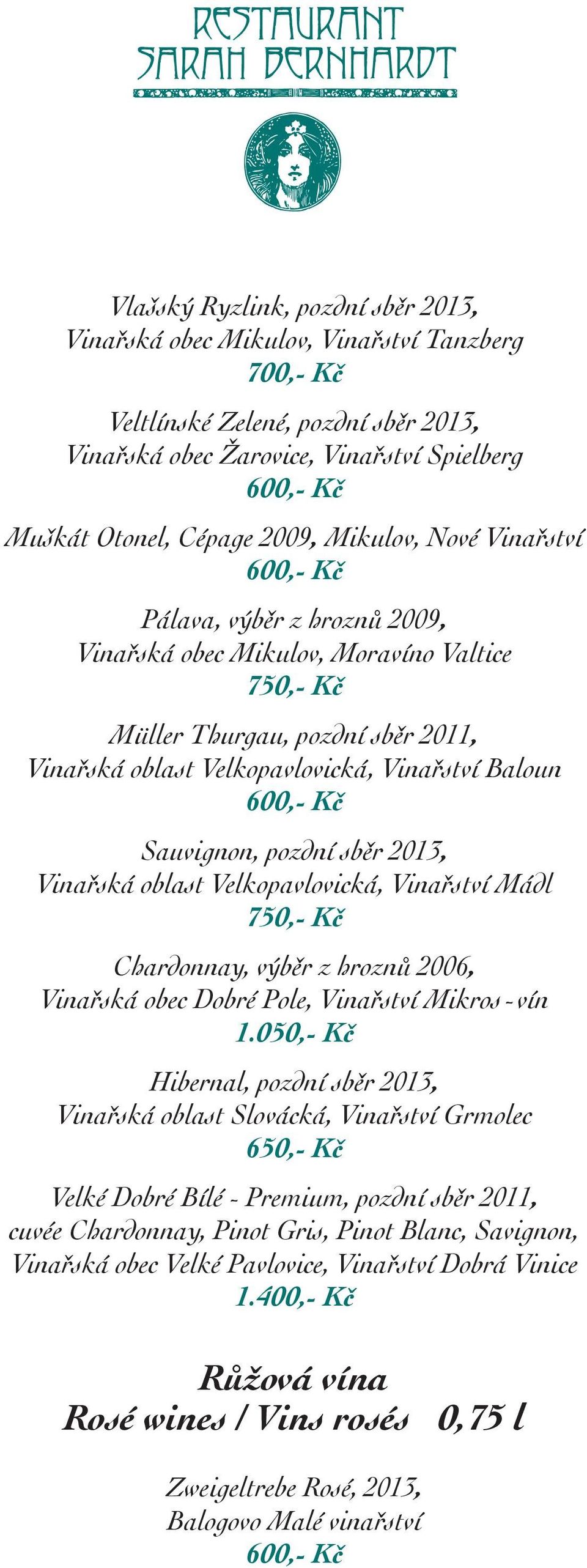 2013, Vinařská oblast Velkopavlovická, Vinařství Mádl Chardonnay, výběr z hroznů 2006, Vinařská obec Dobré Pole, Vinařství Mikros-vín 1.