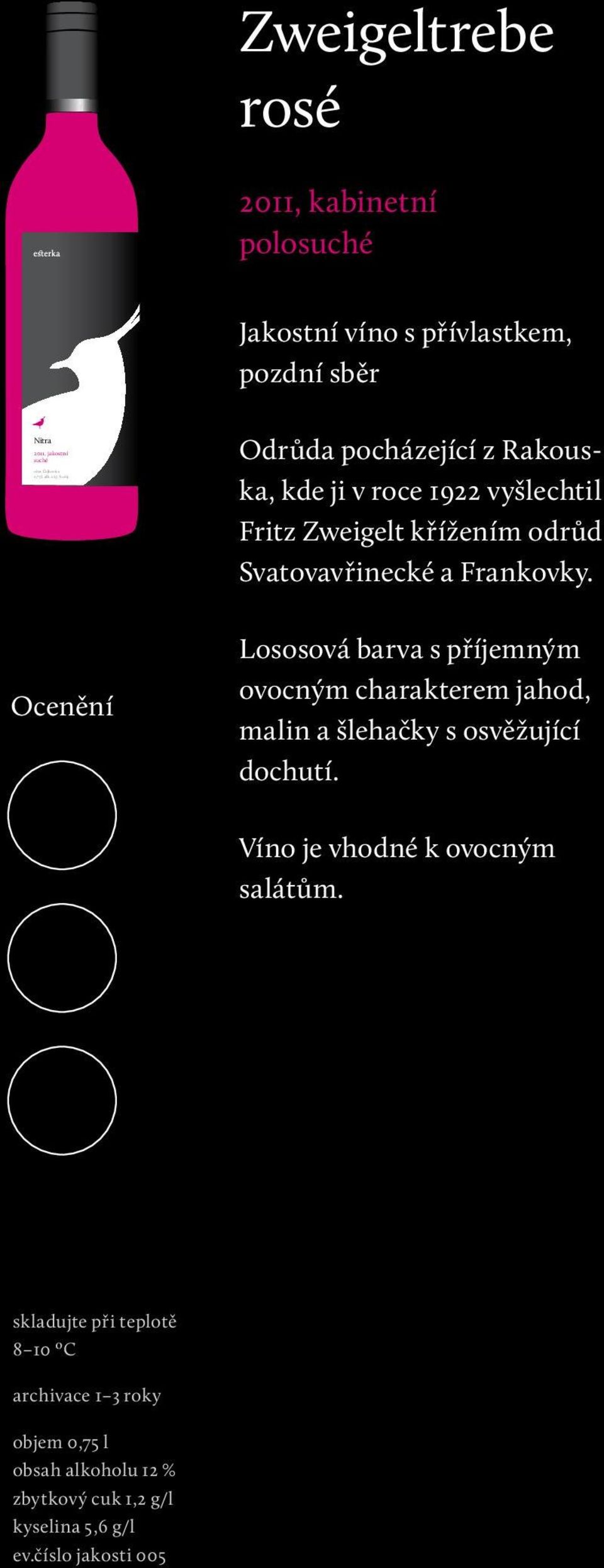 Rakouska, kde ji v roce 1922 vyšlechtil Fritz Zweigelt křížením odrůd Svatovavřinecké a Frankovky.