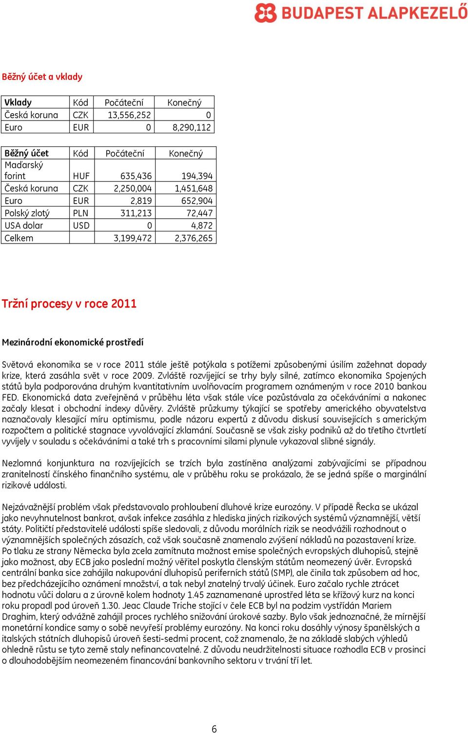 roce 2011 stále ještě potýkala s potížemi způsobenými úsilím zažehnat dopady krize, která zasáhla svět v roce 2009.