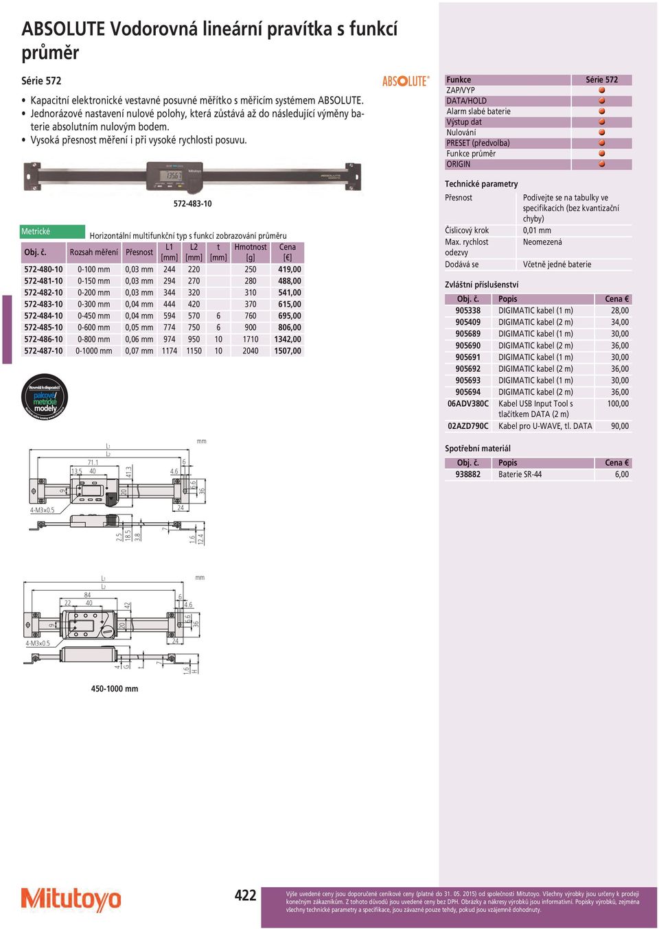 572-482-10 0-200 mm 0,03 mm 344 320 310 541,00 572-483-10 0-300 mm 0,04 mm 444 420 370 615,00 572-484-10 0-450 mm 0,04 mm 594 570 6 760 695,00 572-485-10 0-600 mm 0,05 mm 774 750 6 900 806,00