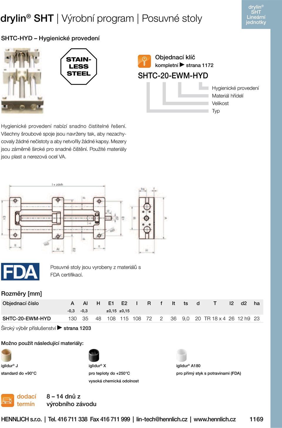 I + zdvih Posuvné stoly jsou vyrobeny z materiálů s FDA certifikací.