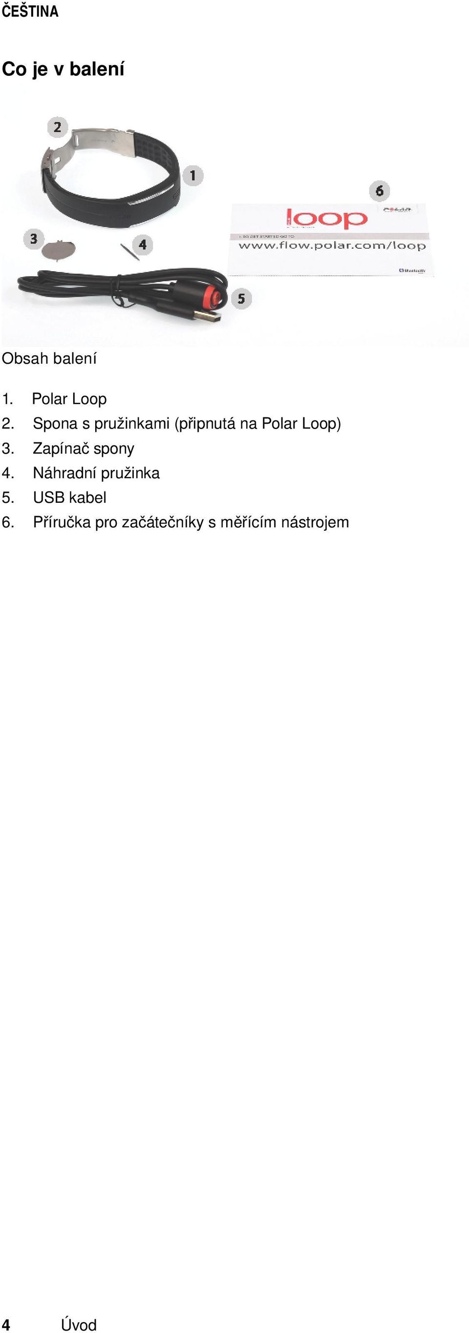 Zapínač spony 4. Náhradní pružinka 5.