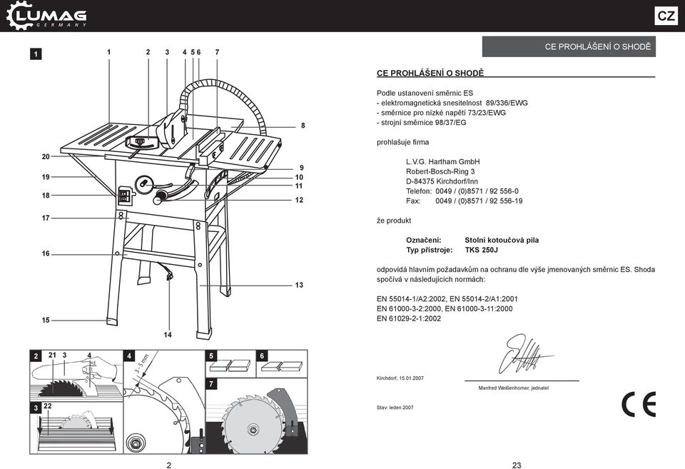 20 19 18 17 9 10 11 12 prohlašuje fi rma že produkt L.V.G.