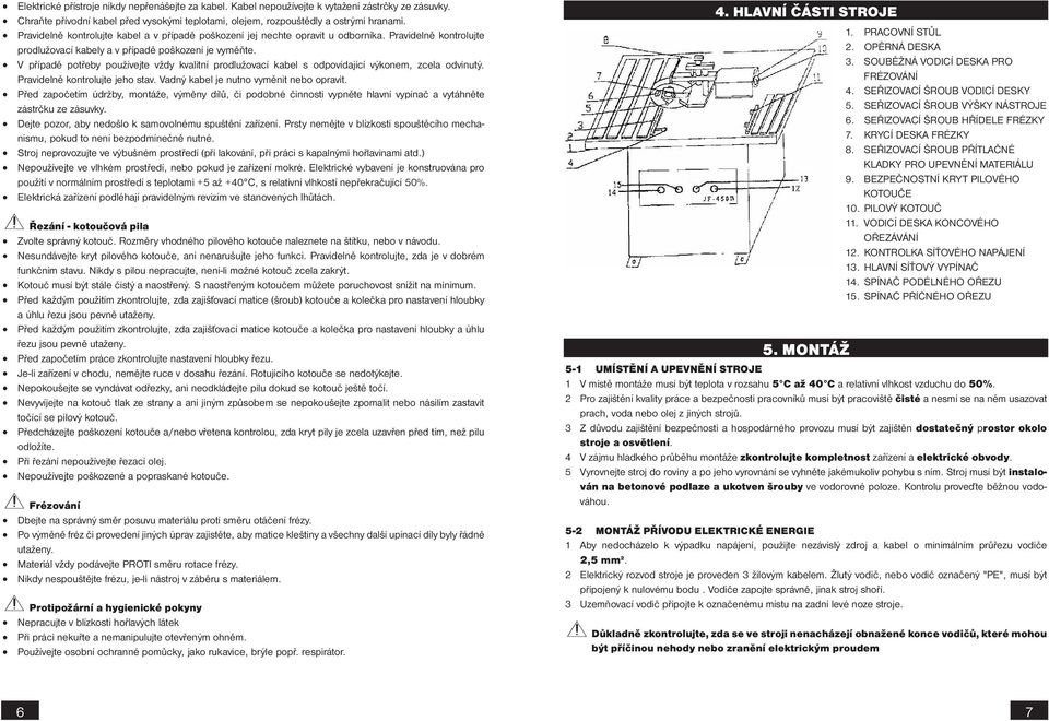 V případě potřeby používejte vždy kvalitní prodlužovací kabel s odpovídající výkonem, zcela odvinutý. Pravidelně kontrolujte jeho stav. Vadný kabel je nutno vyměnit nebo opravit.