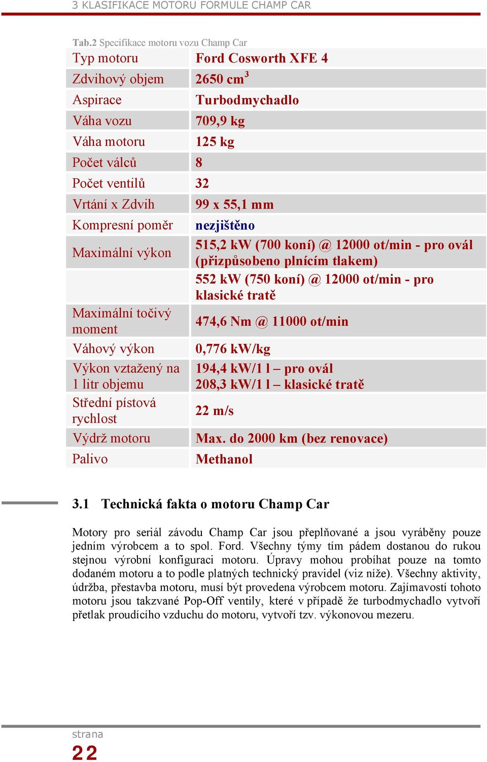 výkon Maximální točivý moment Váhový výkon Výkon vztažený na 1 litr objemu Střední pístová rychlost Výdrž motoru Palivo Turbodmychadlo 709,9 kg 125 kg 99 x 55,1 mm nezjištěno 515,2 kw (700 koní) @