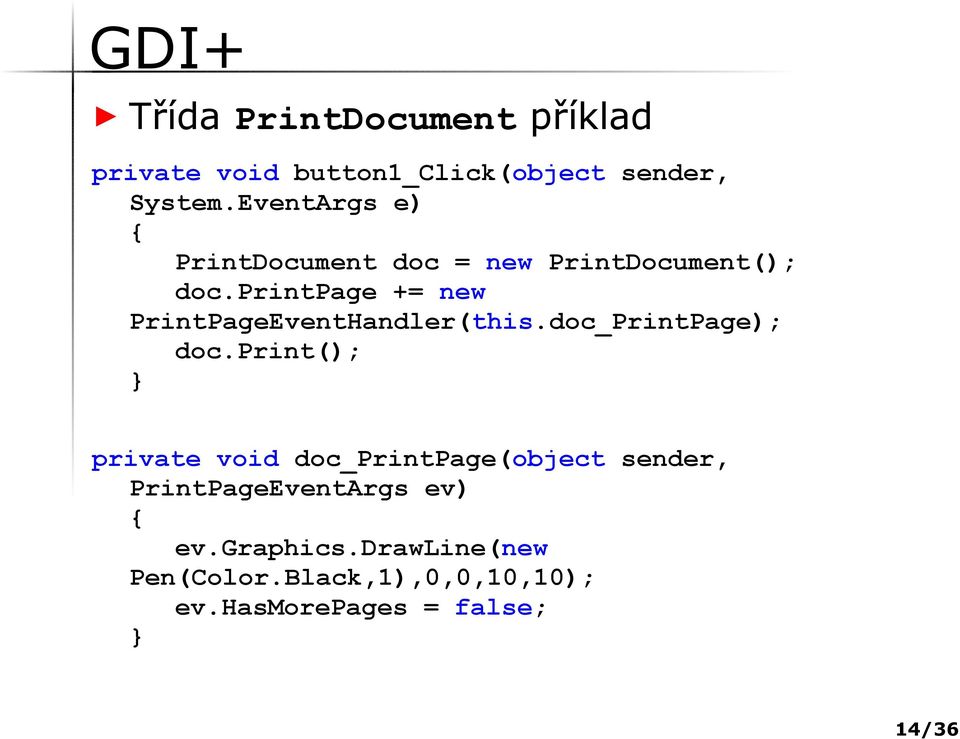 printpage += new PrintPageEventHandler(this.doc_PrintPage); doc.
