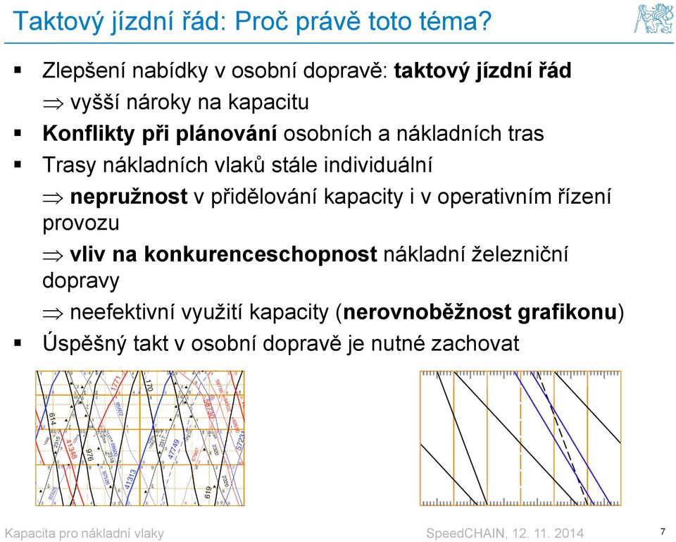 osobních a nákladních tras Trasy nákladních vlaků stále individuální nepružnost v přidělování kapacity i v