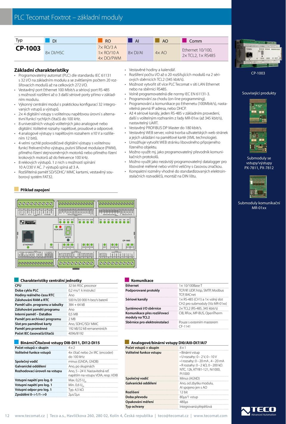 Vestavěný port Ethernet 100 Mbit/s a sériový port RS-485 s možností rozšíření až o 3 další sériové porty přímo v základním modulu.