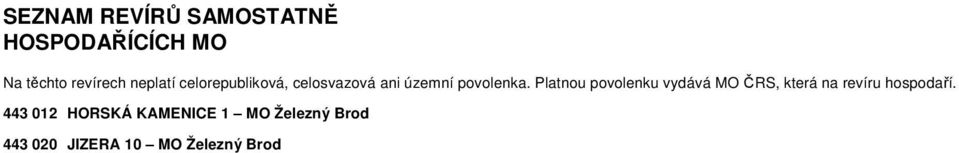 Platnou povolenku vydává MO ČRS, která na revíru hospodaří.