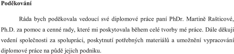 za pomoc a cenné rady, které mi poskytovala během celé tvorby mé práce.