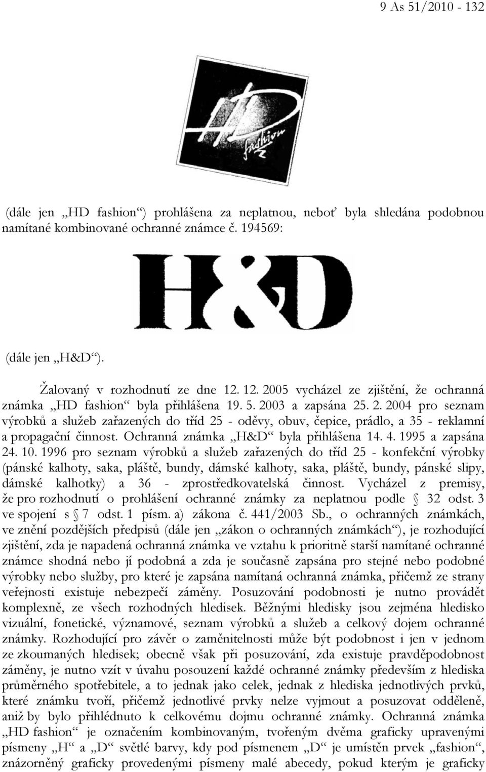 Ochranná známka H&D byla přihlášena 14. 4. 1995 a zapsána 24. 10.