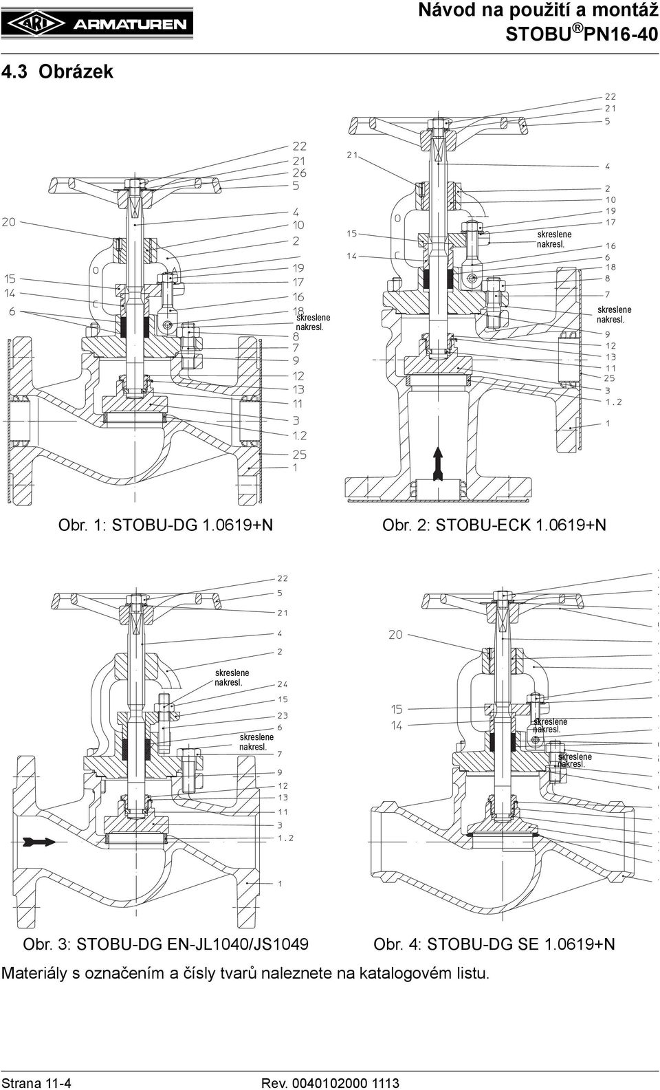 3: STOBU-DG EN-JL1040/JS1049 Materiály s označením a