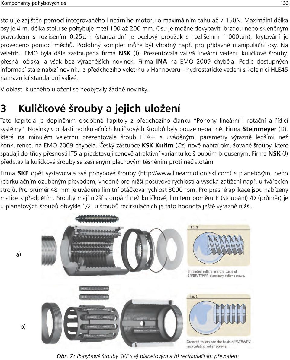 Podobný komplet může být vhodný např. pro přídavné manipulační osy. Na veletrhu EMO byla dále zastoupena firma NSK (J).