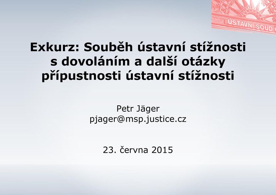 přípustnosti ústavní stížnosti