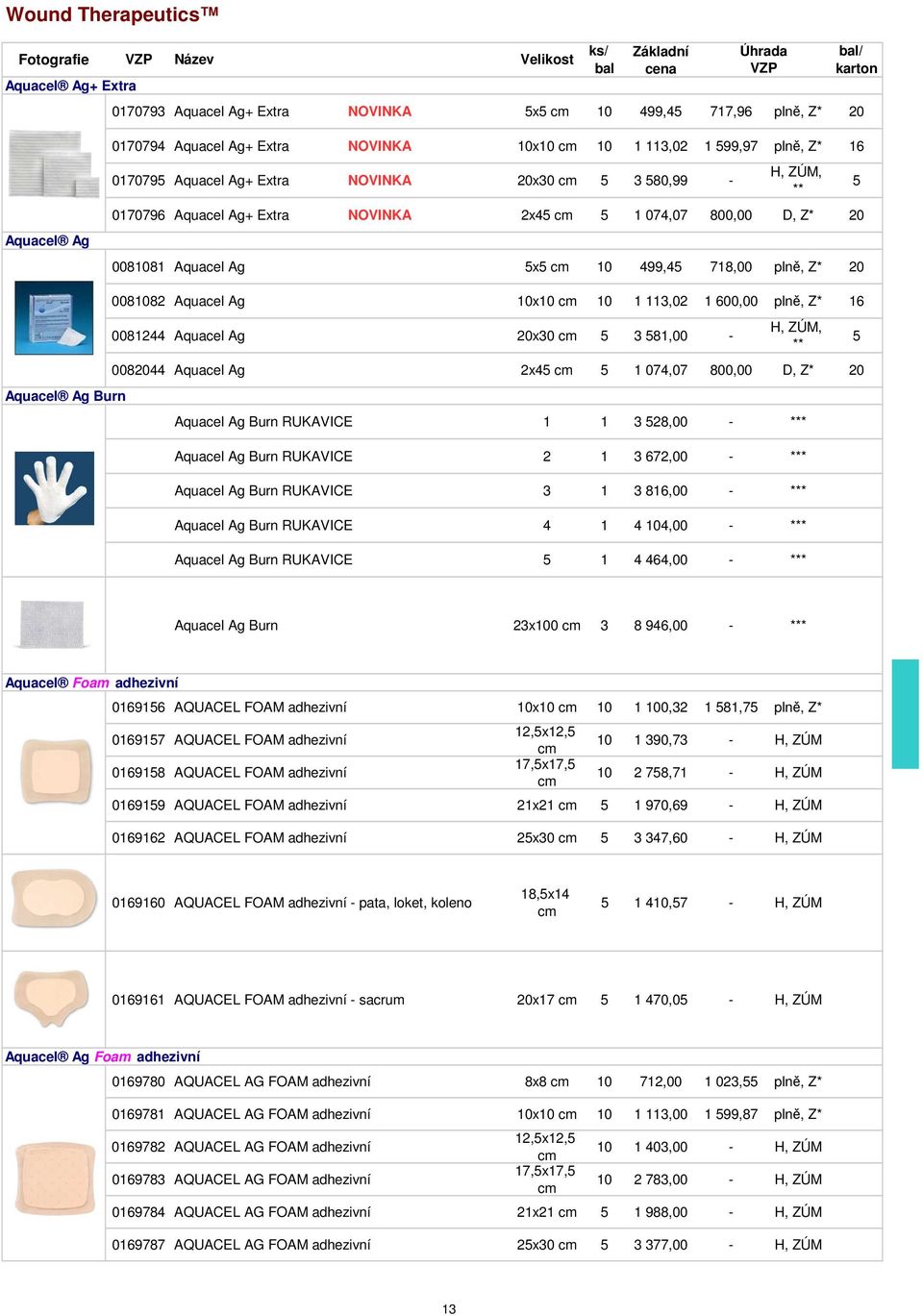 Ag 10x10 10 1 113,02 1 600,00 plně, Z* 16 0081244 Aquacel Ag 20x30 5 3 581,00 - ** 0082044 Aquacel Ag 2x45 5 1 074,07 800,00 D, Z* 20 403791 Aquacel Ag Burn RUKAVICE 1 1 3 528,00 - *** 403792 Aquacel