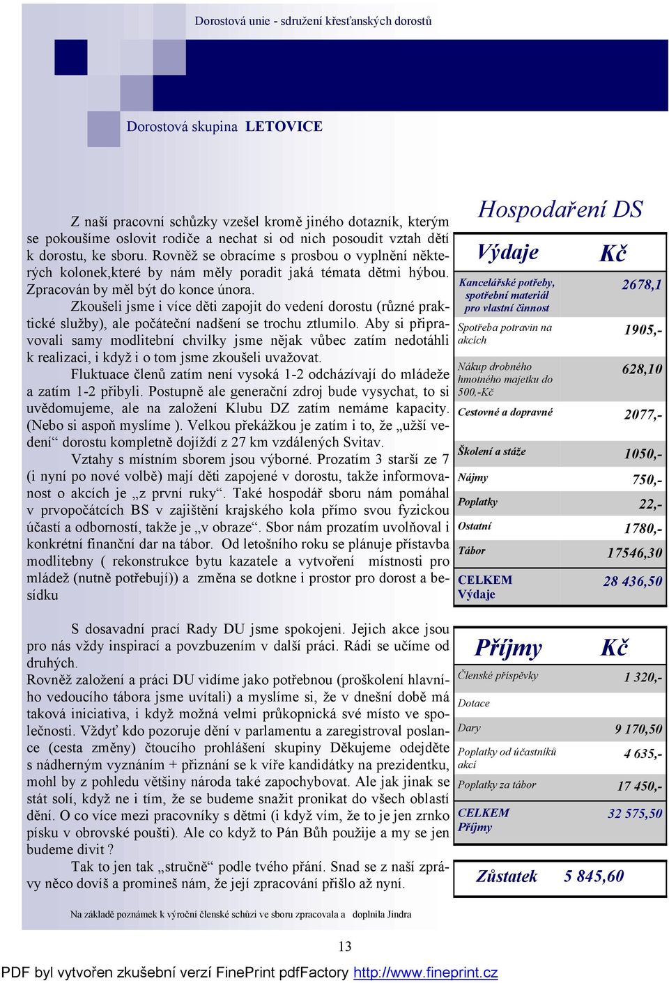 Zkoušeli jsme i více děti zapojit do vedení dorostu (různé praktické služby), ale počáteční nadšení se trochu ztlumilo.