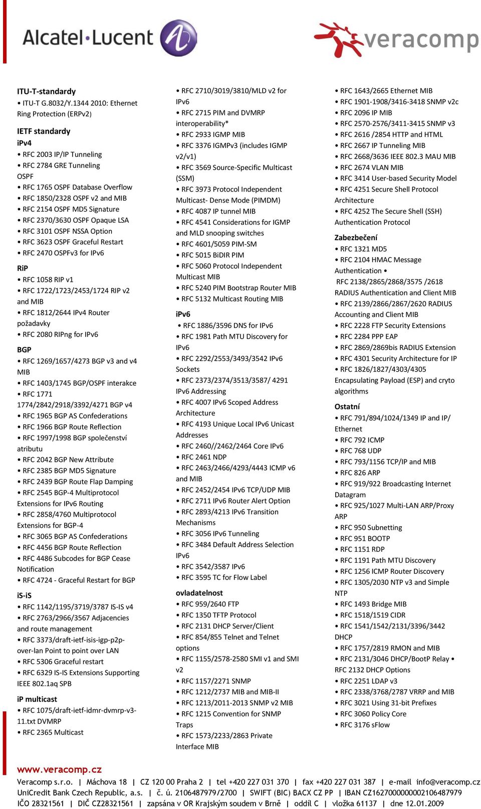 Signature RFC 2370/3630 OSPF Opaque LSA RFC 3101 OSPF NSSA Option RFC 3623 OSPF Graceful Restart RFC 2470 OSPFv3 for IPv6 RiP RFC 1058 RIP v1 RFC 1722/1723/2453/1724 RIP v2 and MIB RFC 1812/2644 IPv4