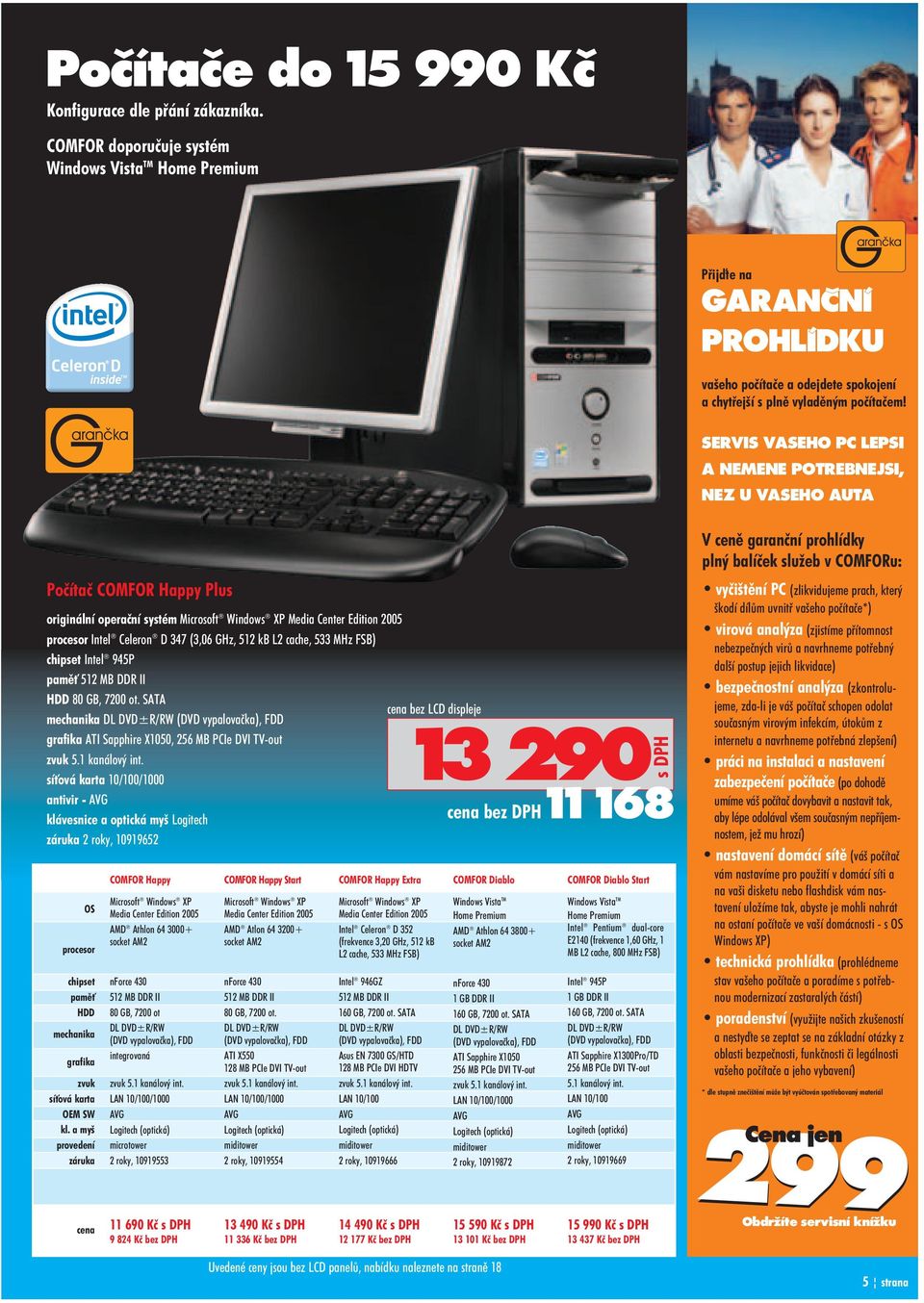 SERVIS VASEHO PC LEPSI A NEMENE POTREBNEJSI, NEZ U VASEHO AUTA Poèítaè COMFOR Happy Plus originální operaèní systém Microsoft Windows XP Media Center Edition 2005 procesor Intel Celeron D 347 (3,06