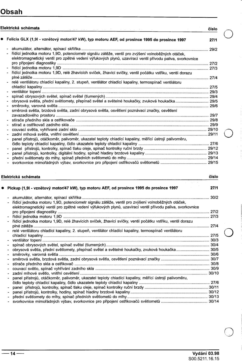 .. 27/3 -øídící jednotka motoru 1,90, relé žhavících svíèek, žhavící svíèky, ventil poèátku vstøiku, ventil dorazu plné zátìže. 27/4 -relé ventilátoru chladící kapaliny, 2.