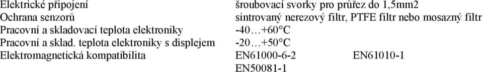 skladovací teplota elektroniky -40 +60 C Pracovní a sklad.