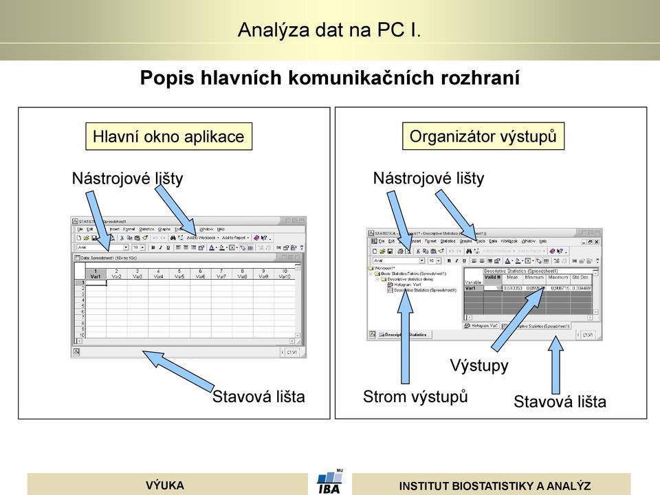 Organizátor výstupů Nástrojové lišty