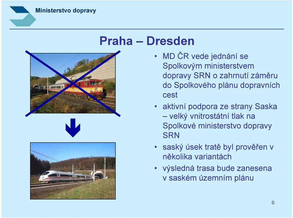 Saska velký vnitrostátní tlak na Spolkové ministerstvo dopravy SRN saský úsek