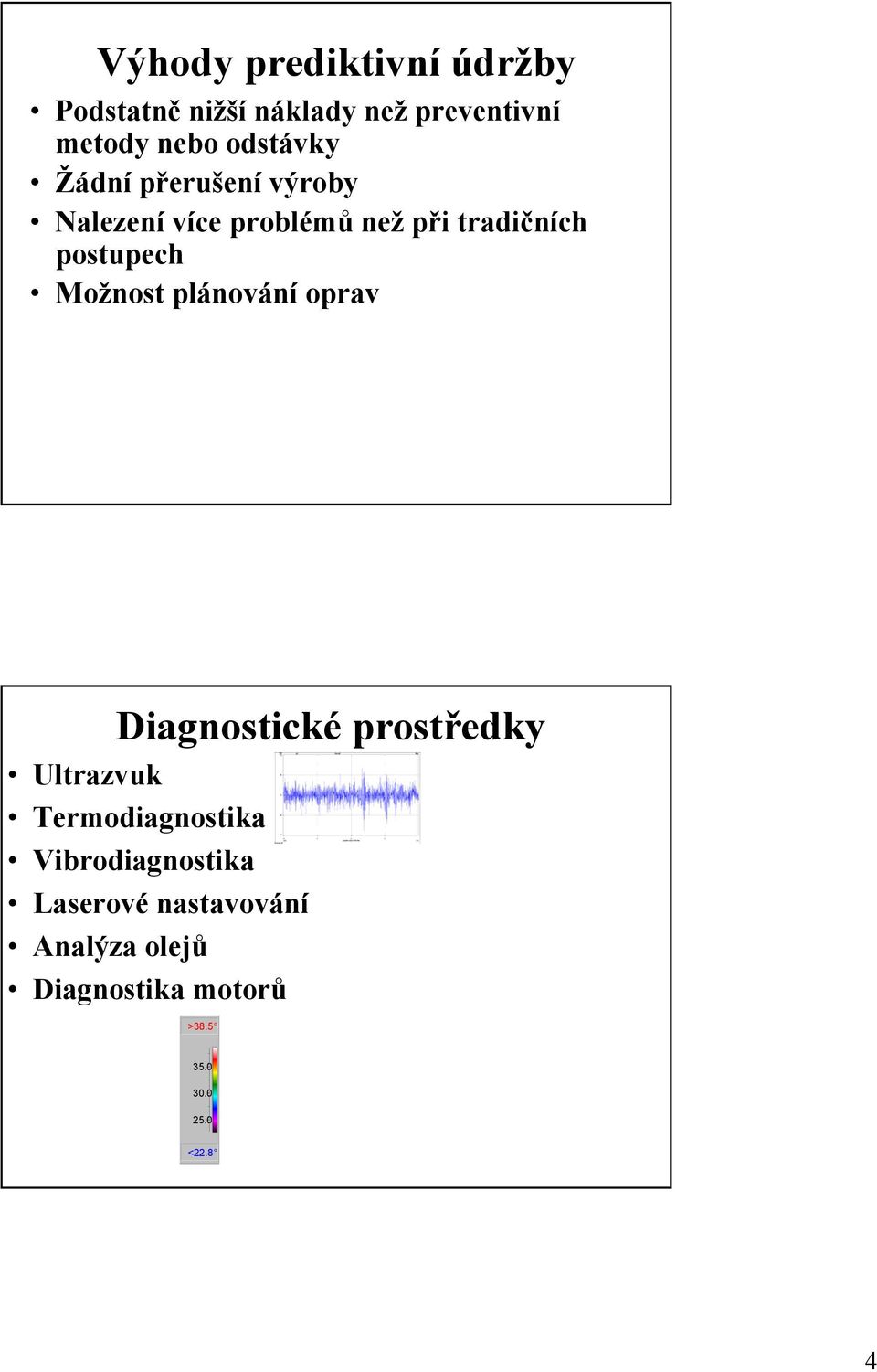 Možnost plánování oprav Diagnostické prostředky Ultrazvuk Termodiagnostika