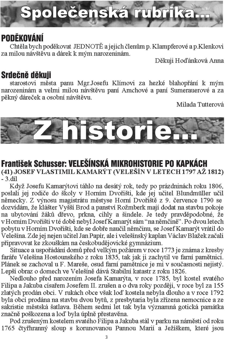 Milada Tutterová (41) JOSEFVLASTIMILKAMARÝT(VELEŠÍNV LETECH1797AŽ 1812) -3.