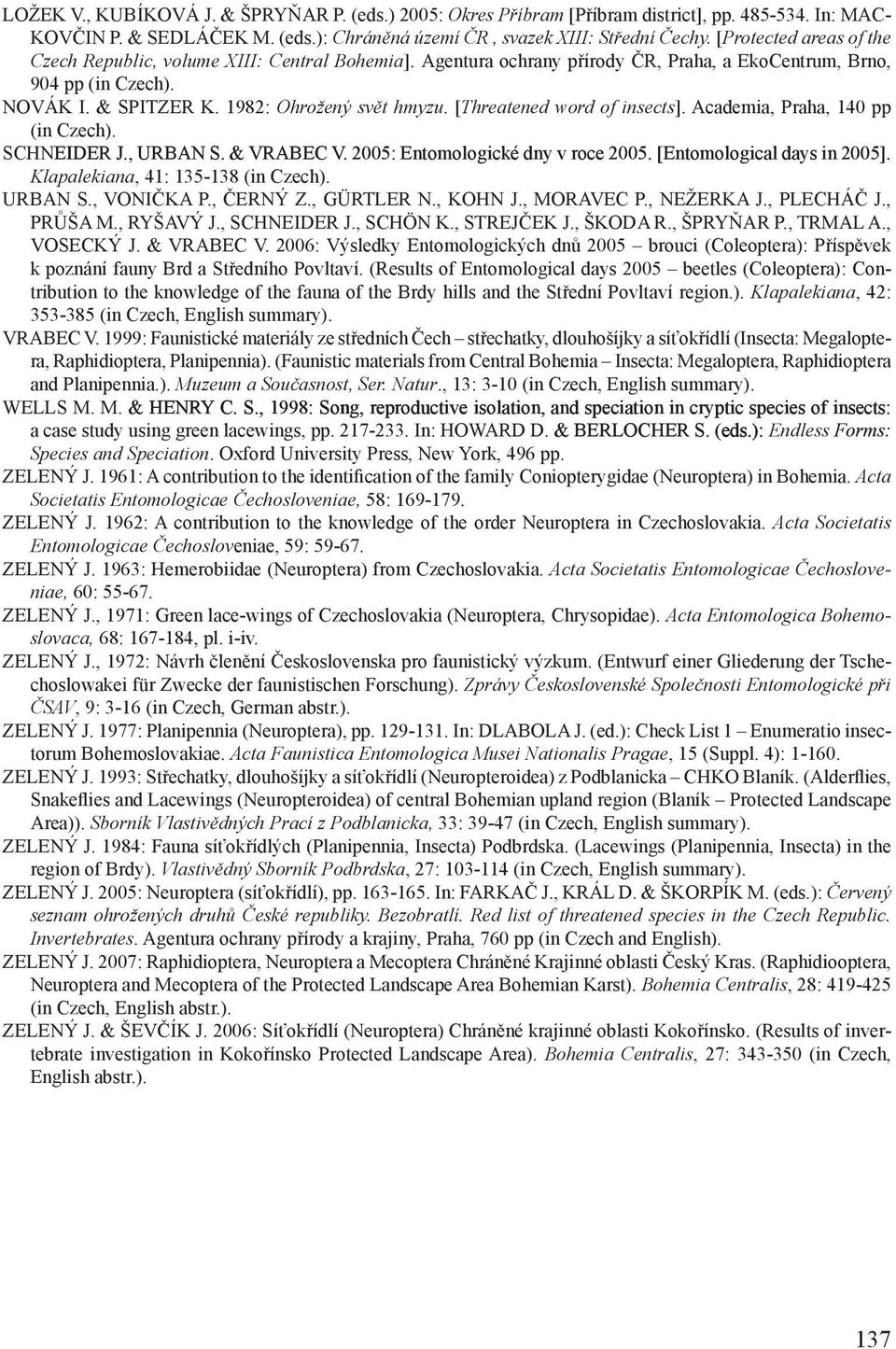 [Threatened word of insects]. Academia, Praha, 140 pp (in Czech). SCHNEIDER J., URBAN S. & VRABEC V. 2005: Entomologické dny v roce 2005. [Entomological days in 2005].