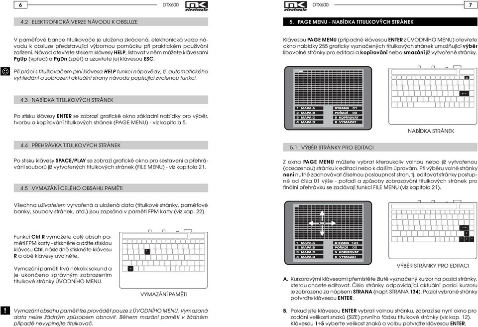 Návod otevøete stiskem klávesy HELP, listovat v nìm mùžete klávesami PgUp (vpøed) a PgDn (zpìt) a uzavøete jej klávesou ESC.