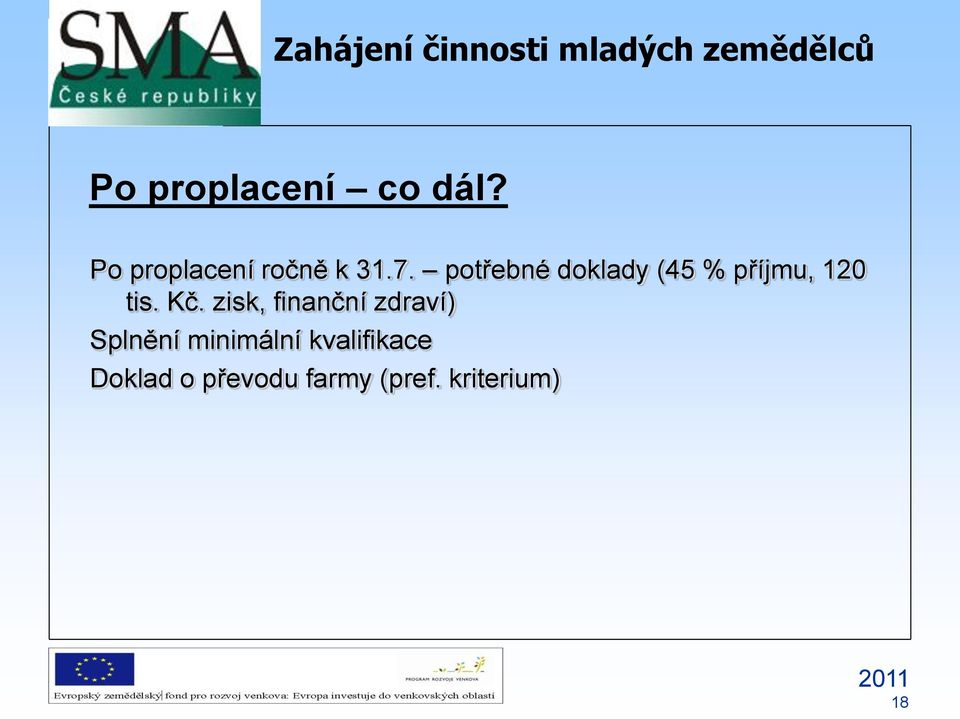 zisk, finanční zdraví) Splnění minimální