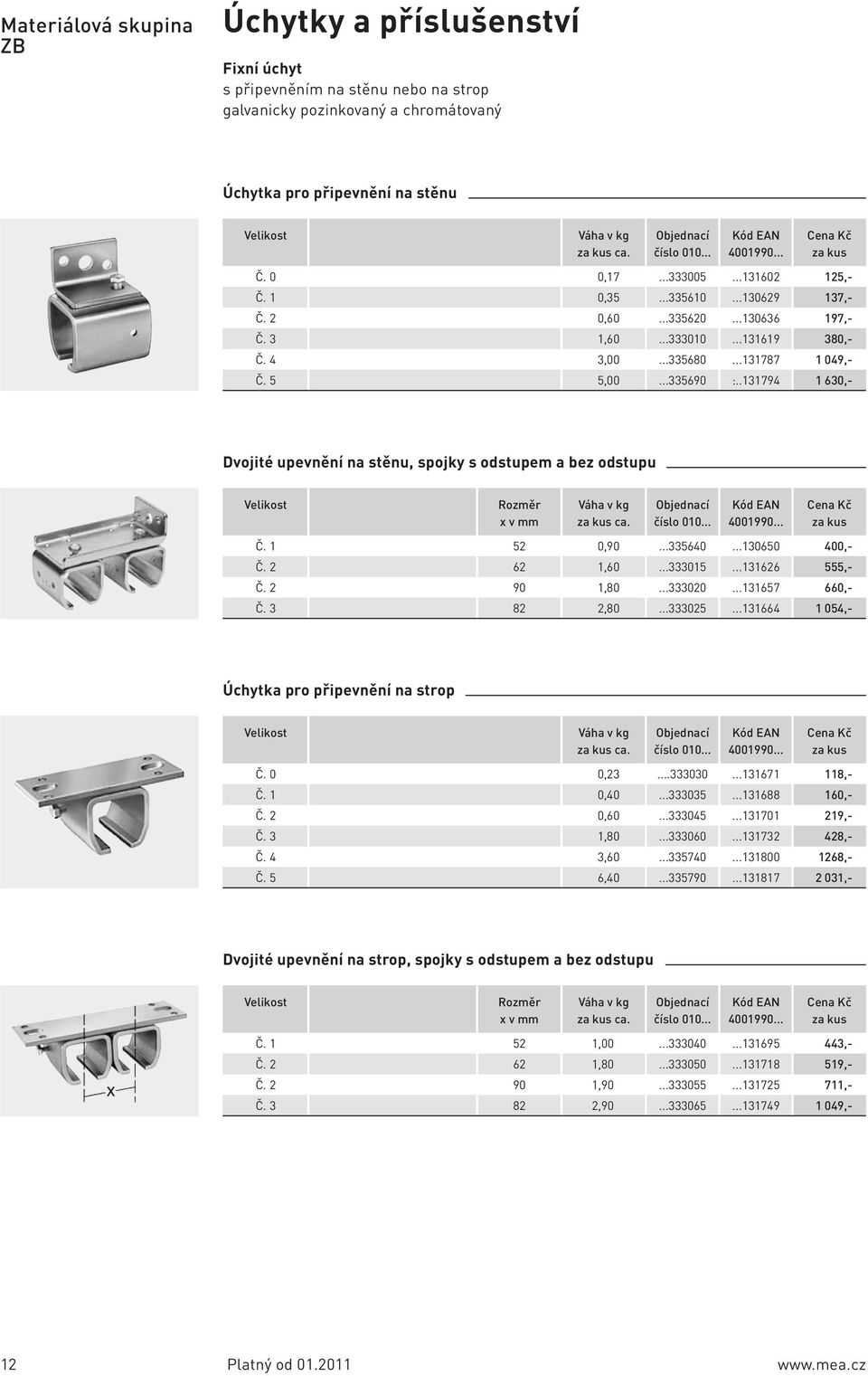 .3794 30,- Dvojité upevnění na stěnu, spojky s odstupem a bez odstupu Rozměr x v mm ca. číslo 00... 400990... Č. 52 0,90...33540...3050 400,- 2,0...33305...32 555,- 90,80...333020...357 0,- 82 2,80.