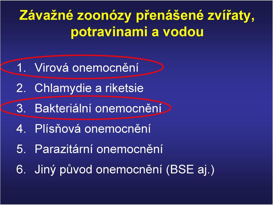 Bakteriální onemocnění 4. Plísňová onemocnění 5.