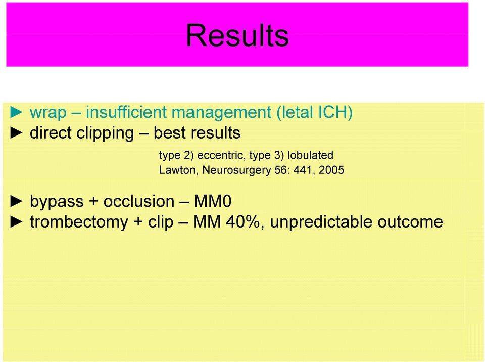 lobulated Lawton, Neurosurgery 56: 441, 2005 bypass +