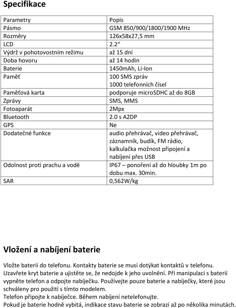 Fotoaparát 2Mpx Bluetooth 2.