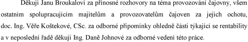 doc. Ing. Věře Koštekové, CSc.