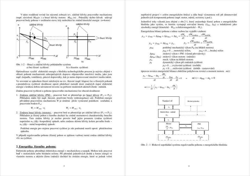 - - Hací a zátěžé řivy oháěého systému a bez řízeí rychlosti b s řízeím rychlosti Otimalizace využití eletricé eergie z hledisa techologicého rocesu je ejvíce zřejmá v oblasti ohoů mechaismů