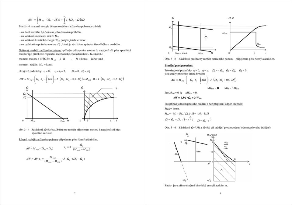 eřízeý rozběh zatížeého ohou -římým řiojeím motoru aájecí síti řes souštěcí rezistor (o římové-regulačí mechaicé charateristice, o ost.: momet motoru : ( momet zátěže: P ost. záb, ost.