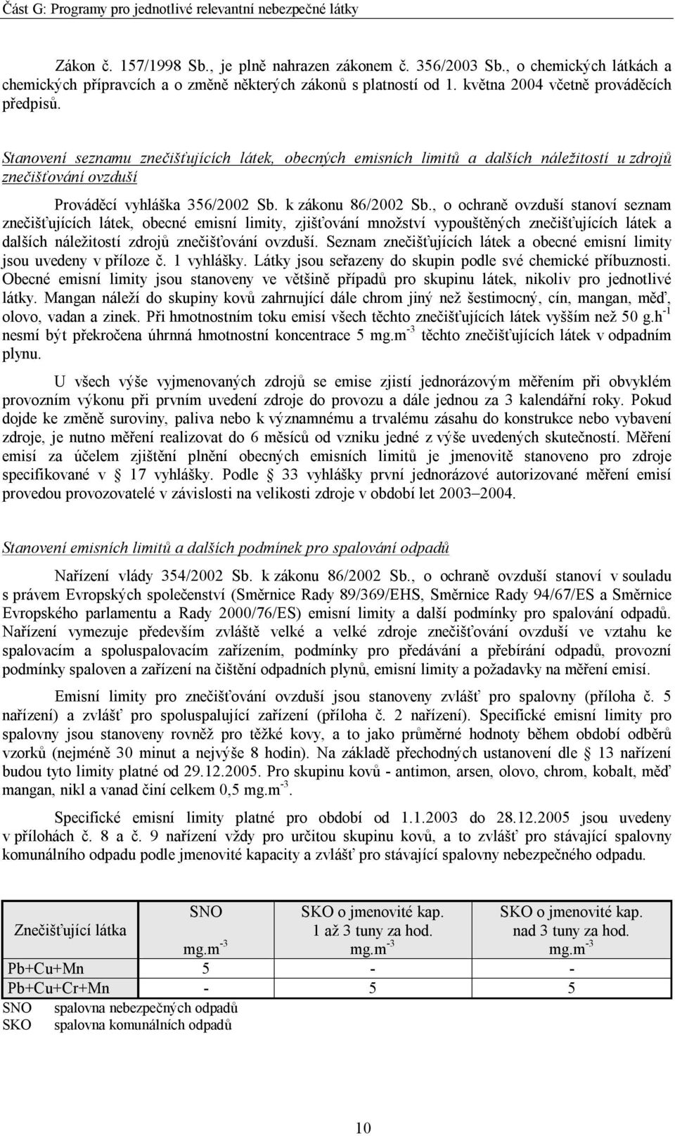 , o ochraně ovzduší stanoví seznam znečišťujících látek, obecné emisní limity, zjišťování množství vypouštěných znečišťujících látek a dalších náležitostí zdrojů znečišťování ovzduší.