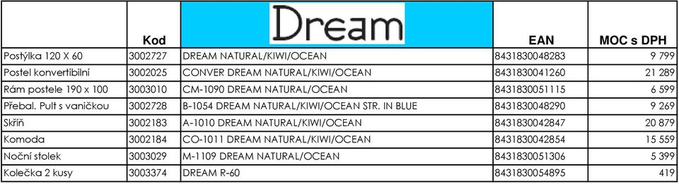 Pult s vaničkou 3002728 B-1054 DREAM NATURAL/KIWI/OCEAN STR.